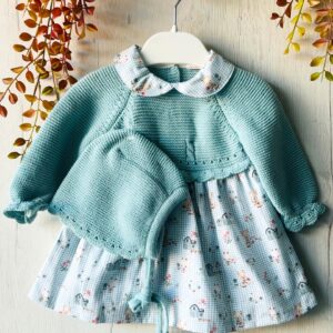 Vestido punto turquesa con estampado