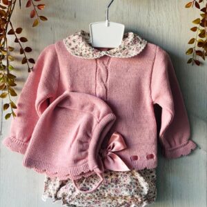 Conjunto 3 piezas rosa maquillaje y flores