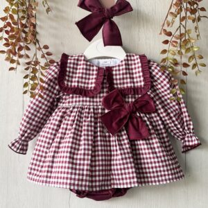 Vestido cuadro vichy granate