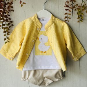 Conjunto niño vichy amarillo