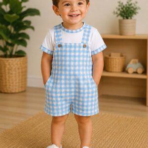 jardinera vichy celeste niño